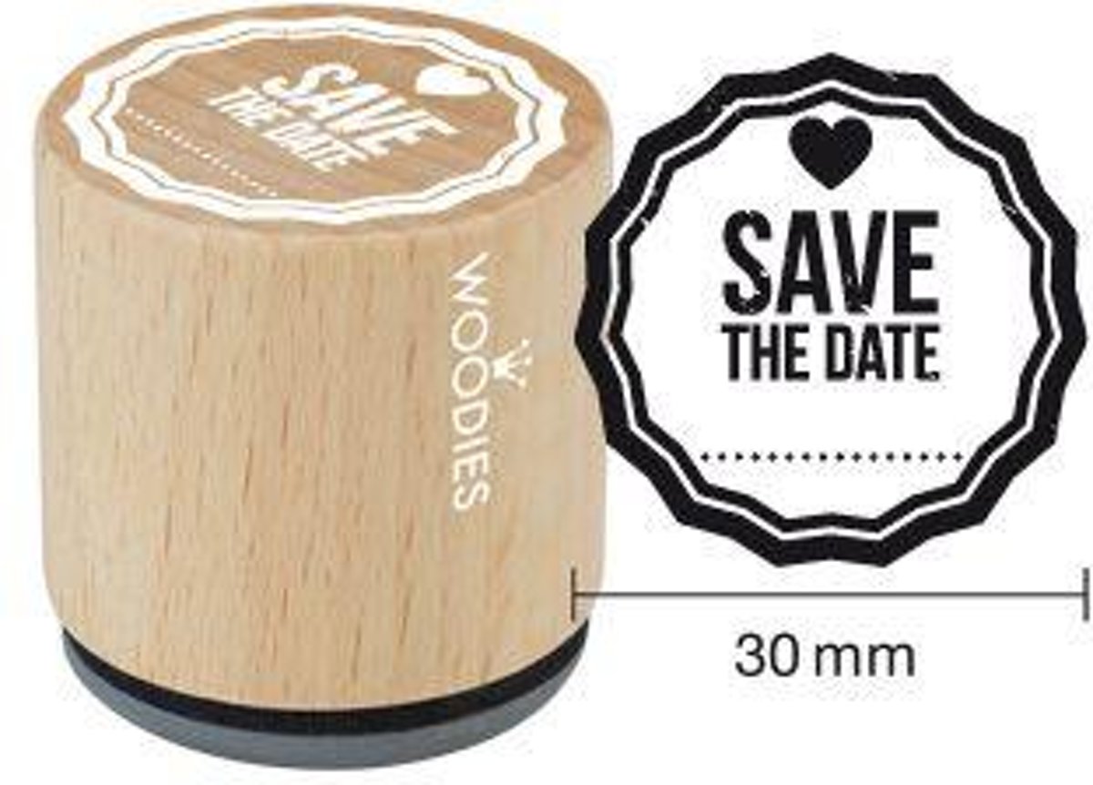 Hobbystempel | Houten stempel Woodies | Save the Date blanc